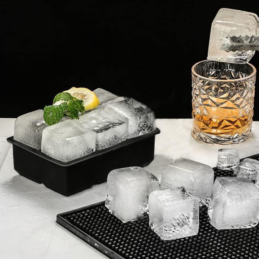 2Pcs 6-Grid Silicone Ice Cube Tray Large Square Ice Cube Mold