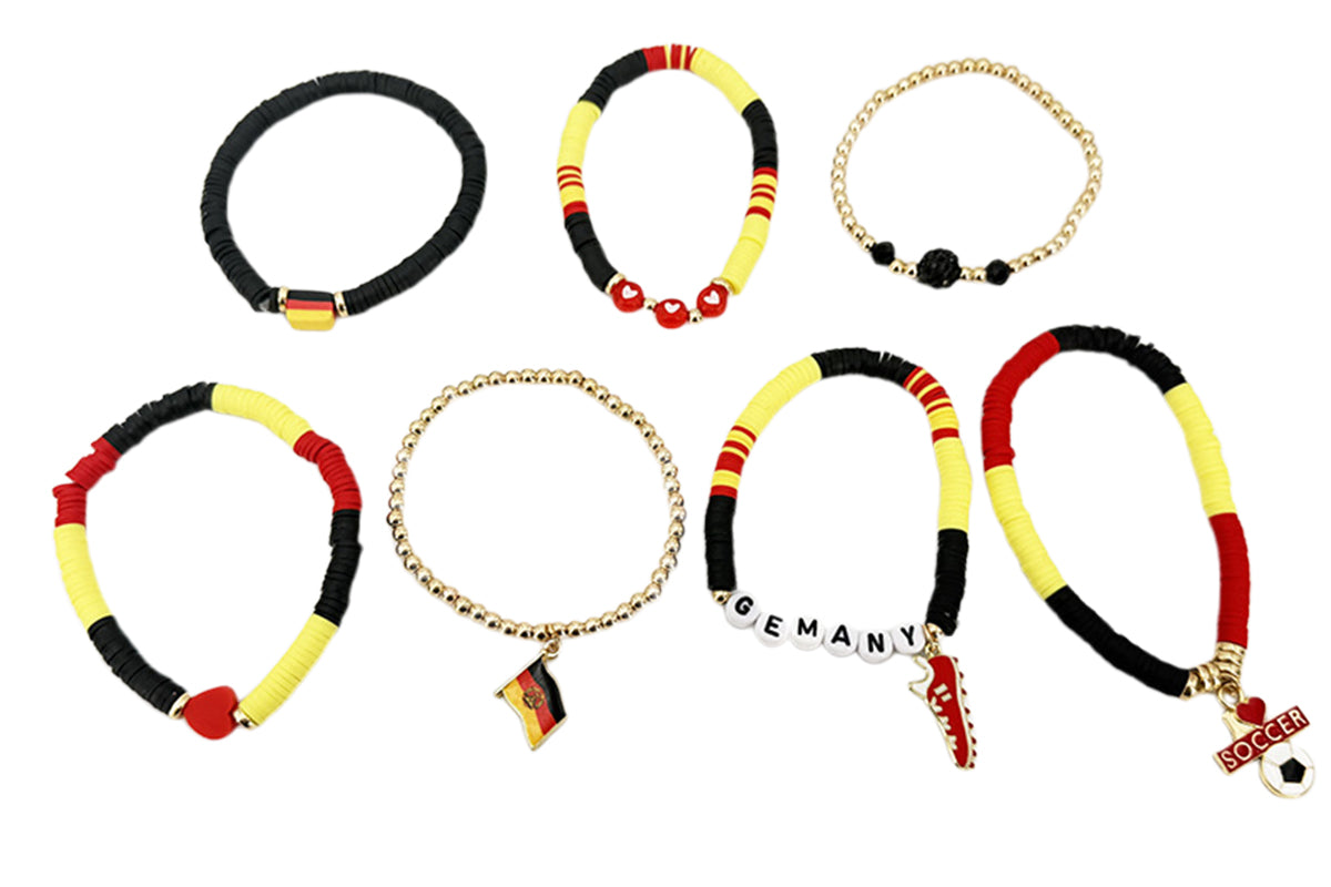 Colorful Soft Clay Football World Cup Bracelets Set for Aldults Soccer Fans