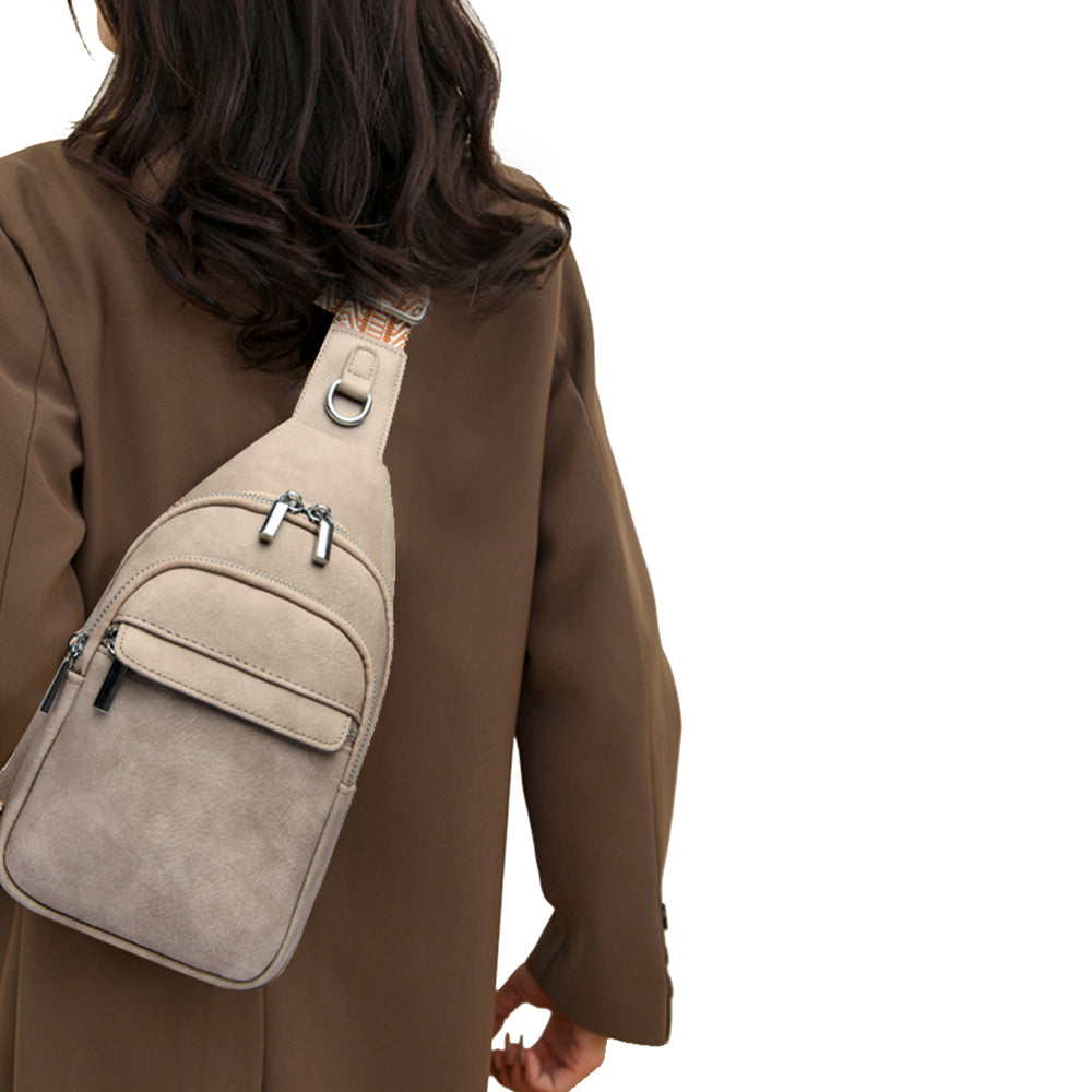 PU Leather Sling Belt Chest Bag