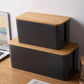 Bamboo Lid Cable Management Storage Box for Home and Office