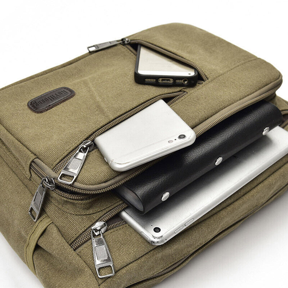 2Pcs Men's Canvas Shoulder Messenger Bag Crossbody
