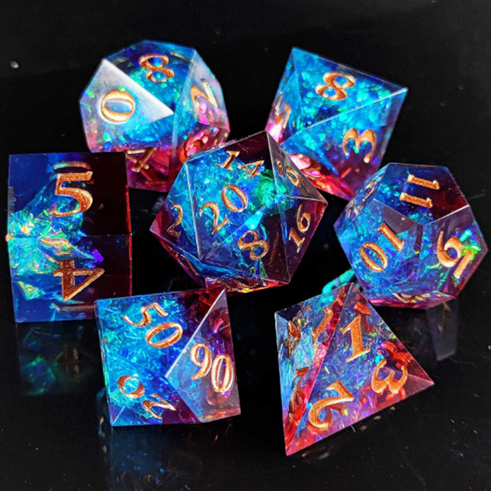 Enchanted Starlight 7 Dice Precision Edged Set for RPG DND Tabletop Game