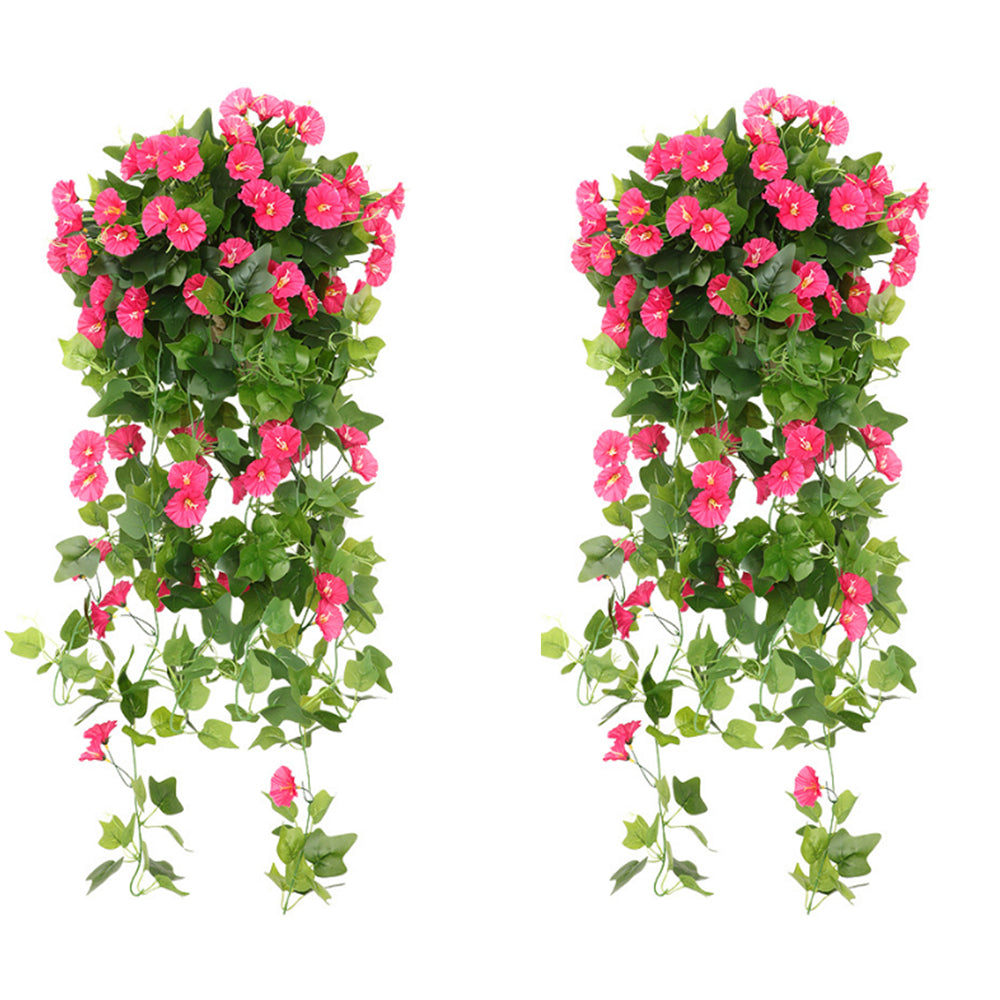 2Pcs Artificial Morning Glory Vine Hanging Plant for Wall Decor