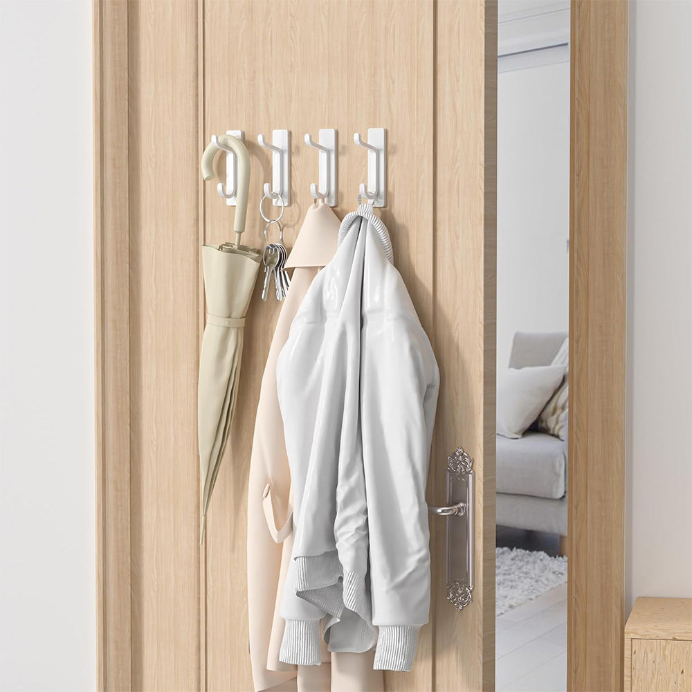 4 Pack Stainless Steel Double Adhesive Hooks with 3kg Capacity