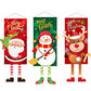 Merry Christmas Fabric Flag Santa Claus Snowman Banner Xmas Door Porch Hanging Decoration-Elk+Green Snowman+Red Santa Claus