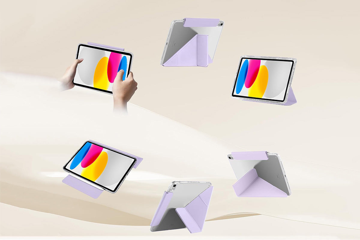 Anti-Bending PC Tablet Case with Multi-Angle Stand Pencil Holder for iPad