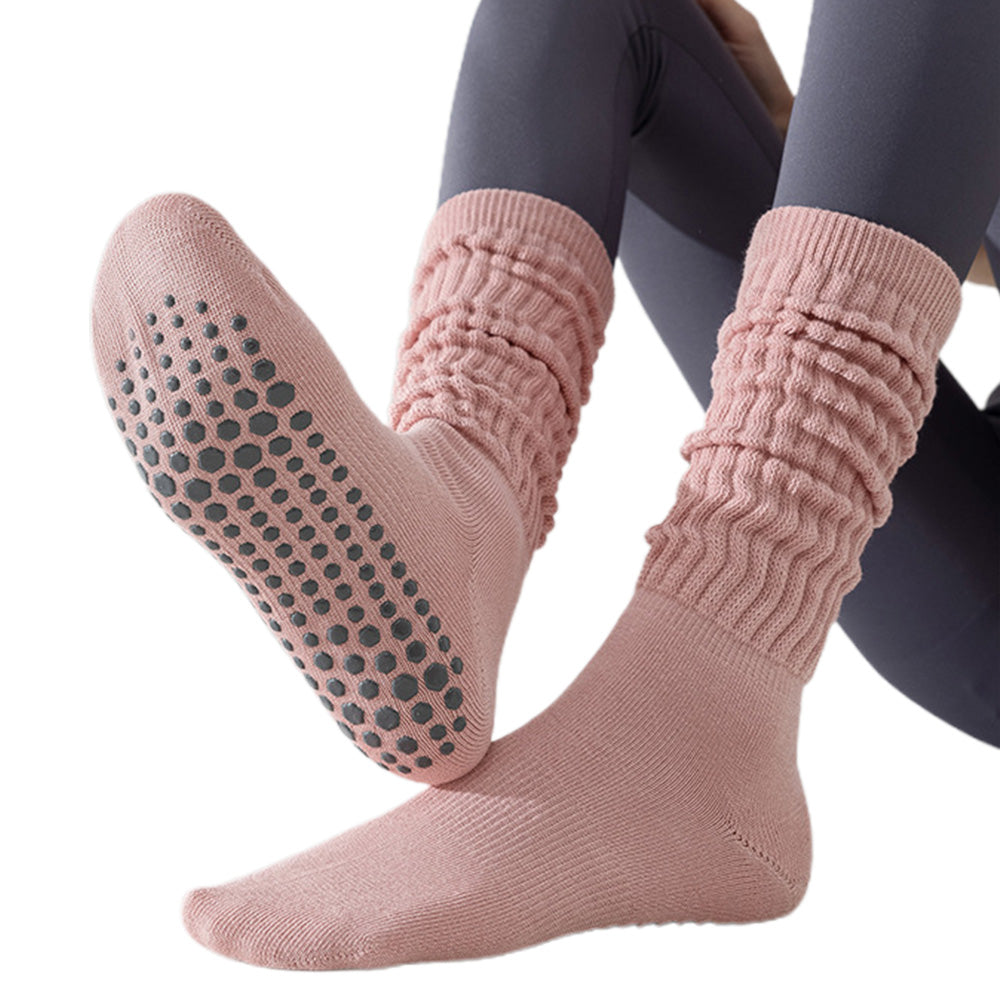 3 Pairs Knee-High Non-Slip Yoga Socks with Grips for Pilates Dance Barre