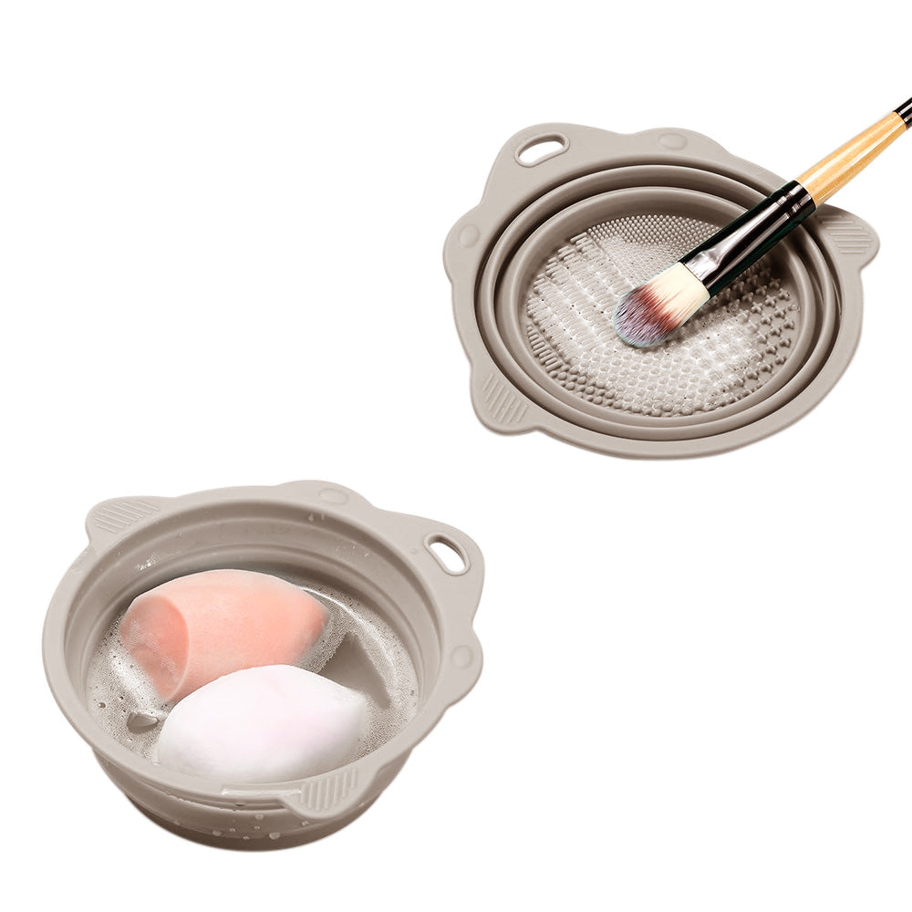 2PCS Foldable Silicone Makeup Brush Cleaner Bowls Cleaning Tool For Brushes Powder Puffs Sponges