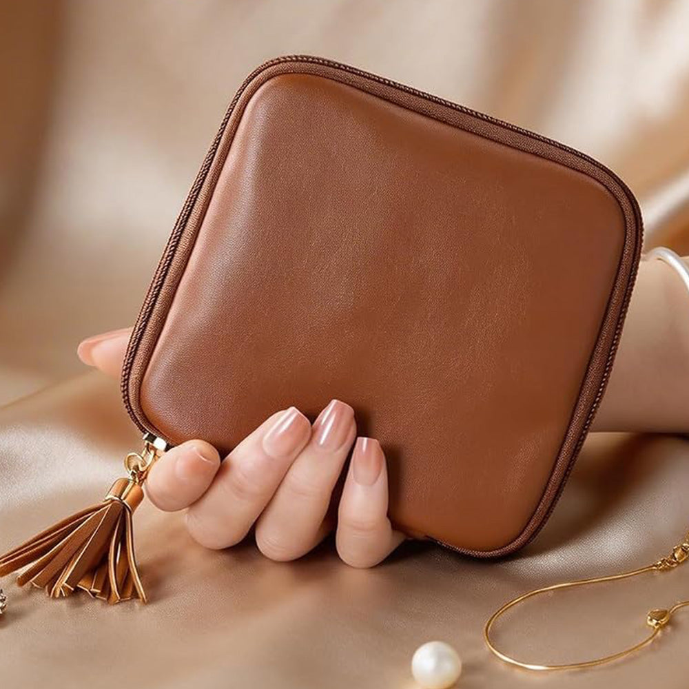 PU Multi Compartment Travel Jewelry Organizer Bag with Velvet Lining