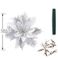 12Pcs Christmas Glitter Poinsettia Artificial Flower with Clip and Stem