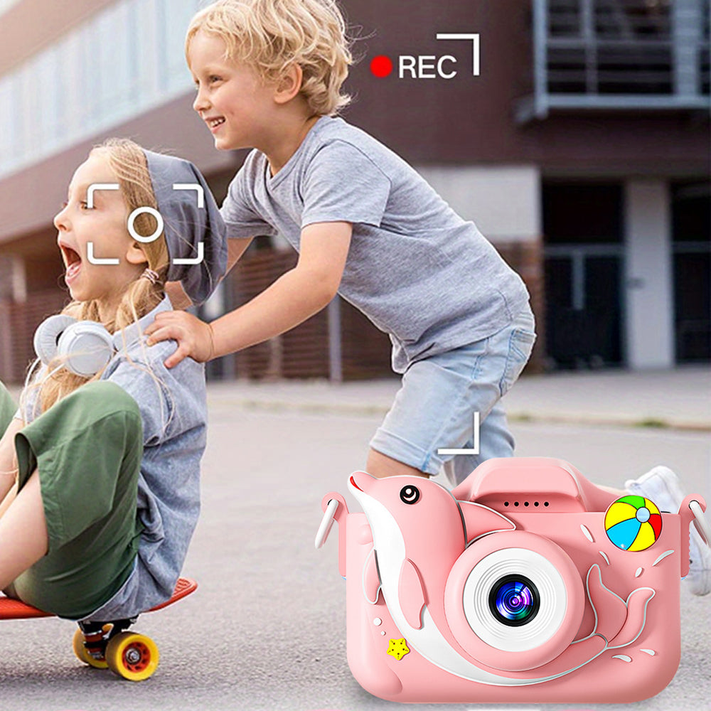 1080P HD Cute Animal Digital Camera Toy with 64G Memory Card-Dolphin
