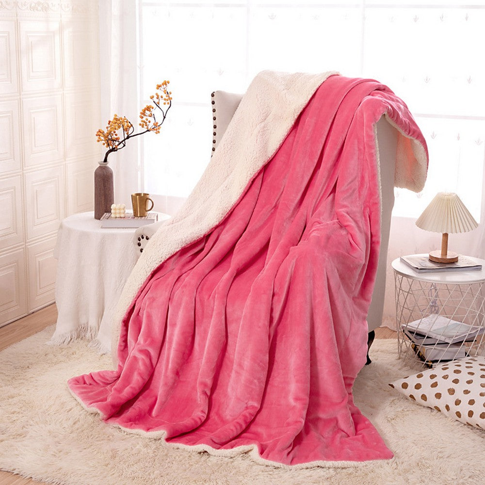 Reversible Plush Faux Mink Sherpa Lambswool Blanket
