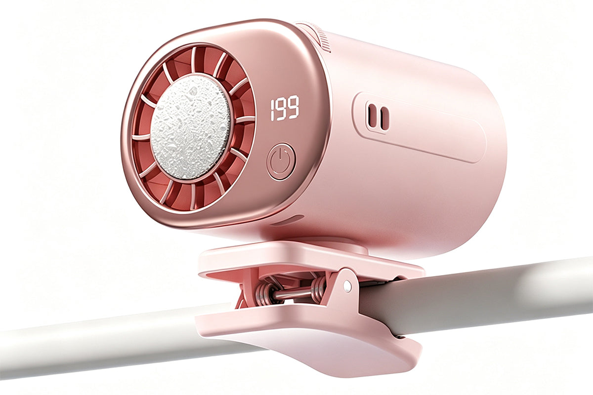 360 Rotatable 199-Speed Ice Cooling Clip Fan with Neck Lanyard TEC Semiconductor Cooling Fan Turbo Boost Wind