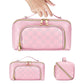 Large Capacity PU Leather Water-Resistant Checkered Cosmetic Bag Travel Makeup Bag