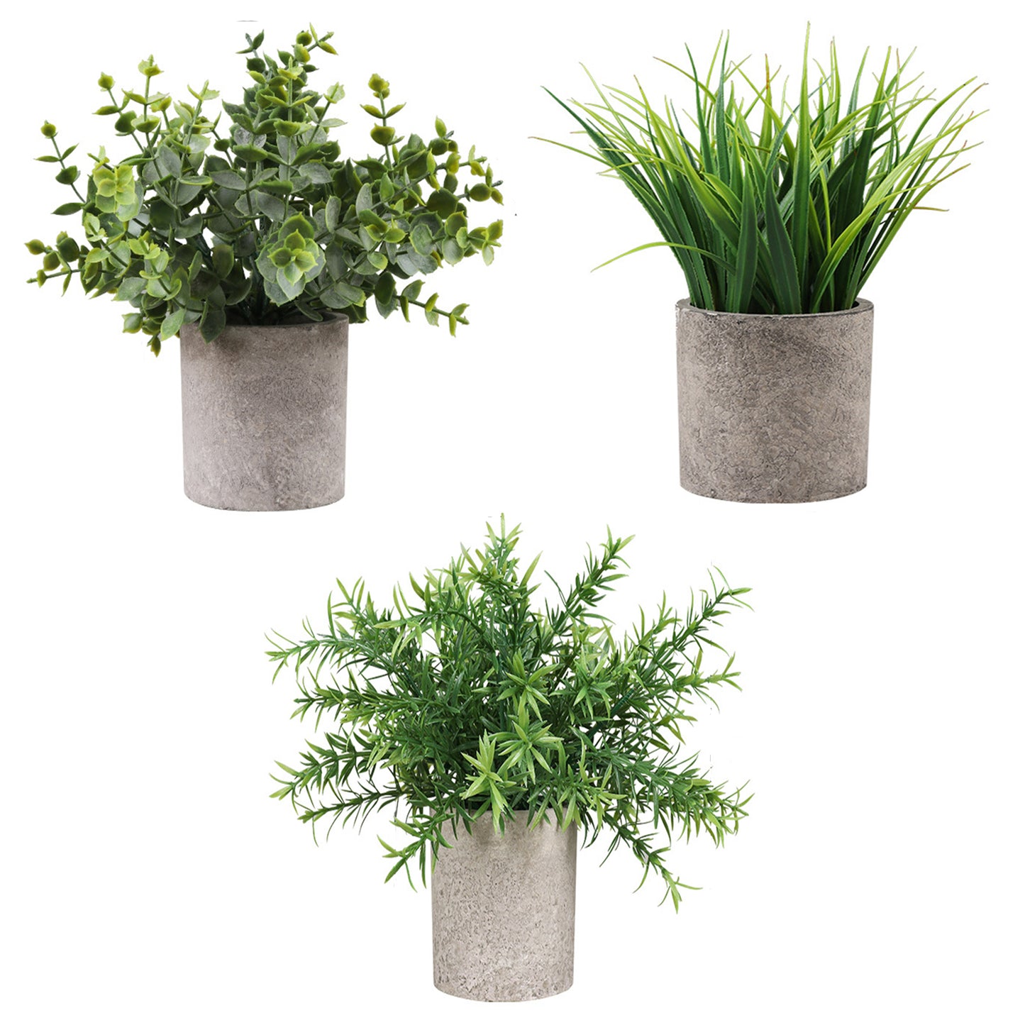 3Pcs Mini Potted Artificial Plastic Green Plants