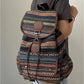 Boho Style Flap Drawstring Backpack