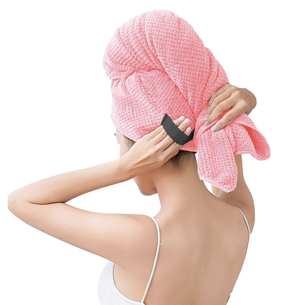 5Pcs Microfiber Hair Towel Wrap with Elastic Strap for Women