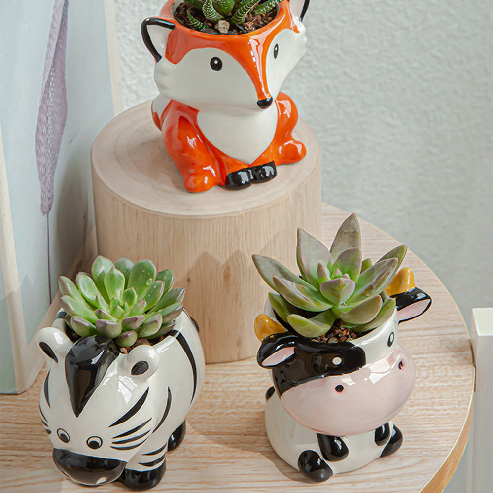 6pcs Cute Animal Shaped Plant Succulent Pots
