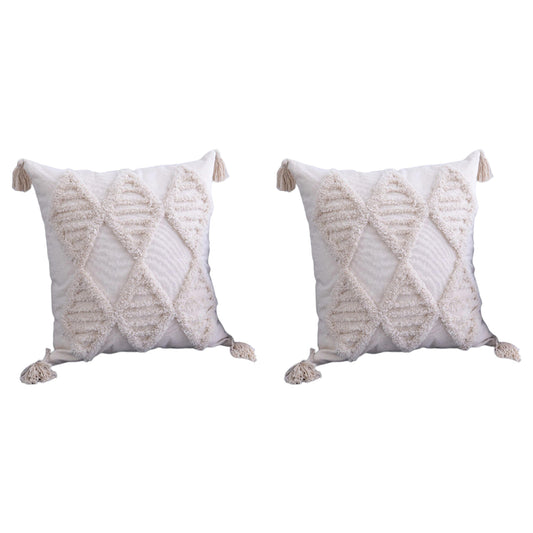 2Pcs Tufted Woven Boho Tassels Pillowcase-Style 1