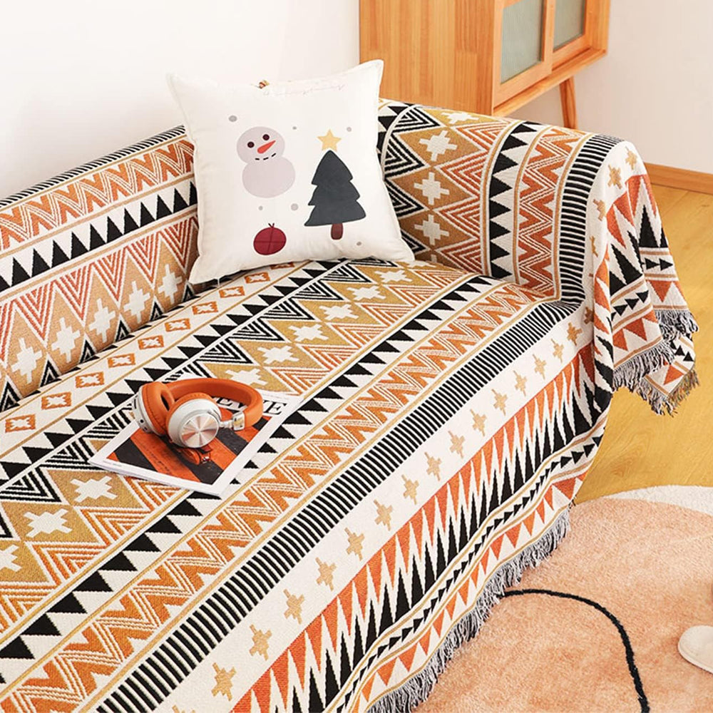 130x160cm Aztec Throw Blanket Bohemian Sofa Throw Blanket with Tassels