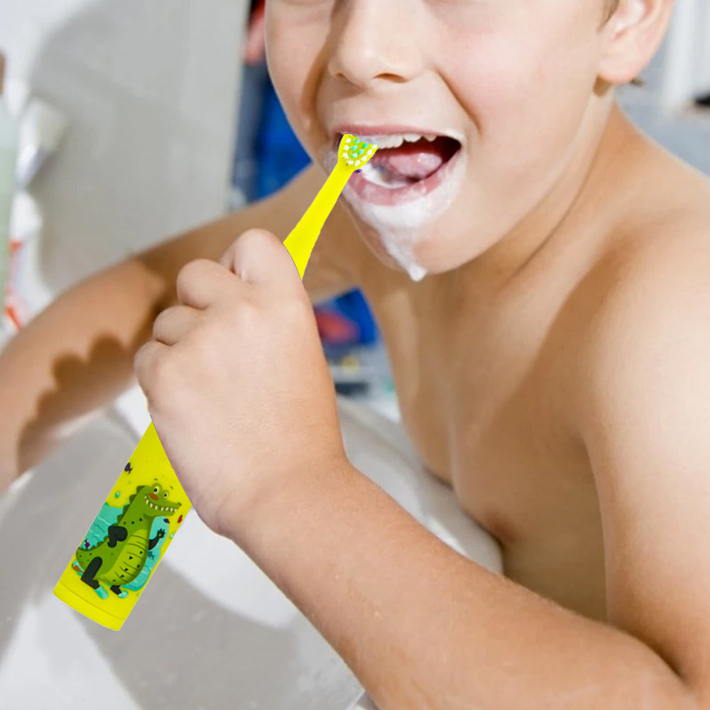 Cute Cartoon Electric Soft Toothbrush with 6 Replacement Electronic Toothbrush Heads