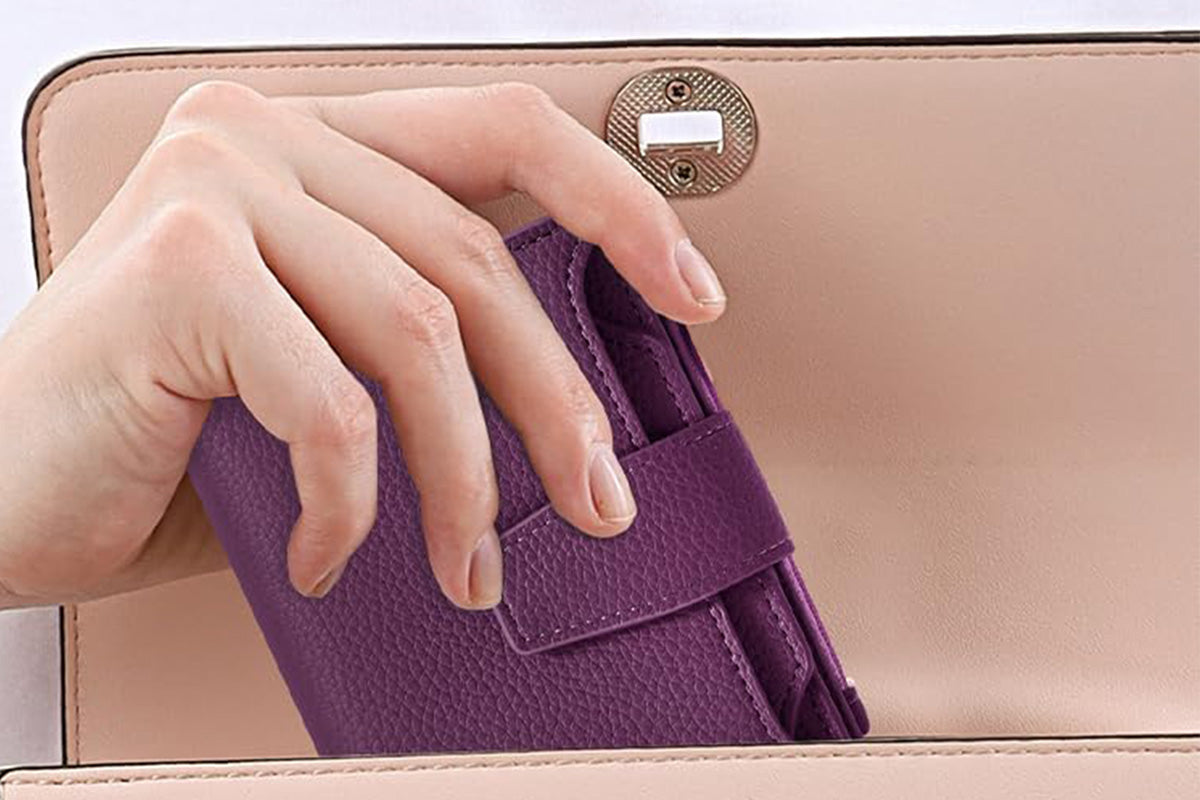 Genuine Leather Women's Wallet Short RFID Blocking Purse with Zipper