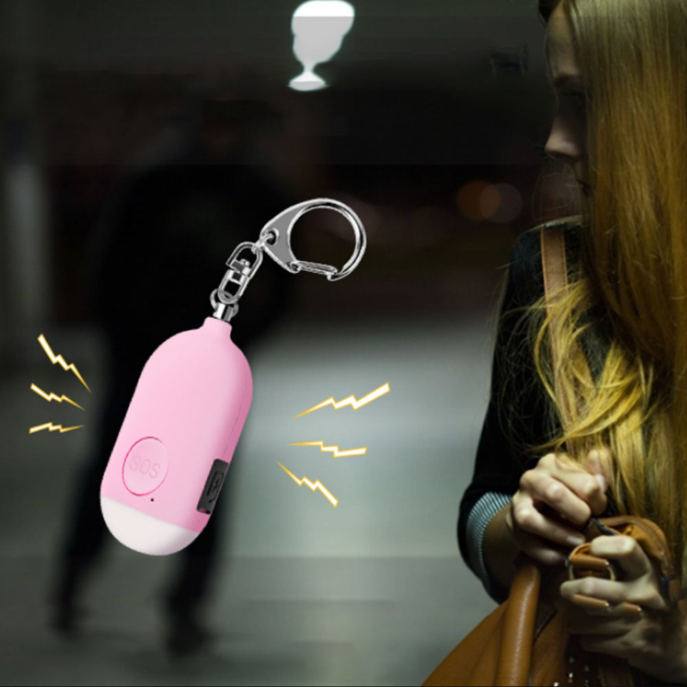 2Pcs Rechargeable Personal Security Alarm Keychain With LED 130dB Self-Defense Alarm