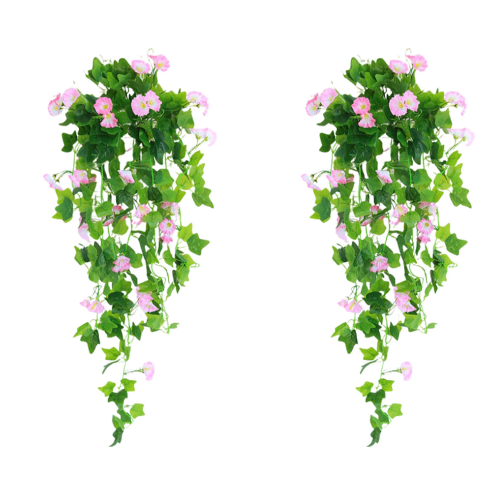 2Pcs Artificial Morning Glory Vine Hanging Plant for Wall Decor