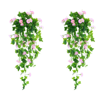 2Pcs Artificial Morning Glory Vine Hanging Plant for Wall Decor