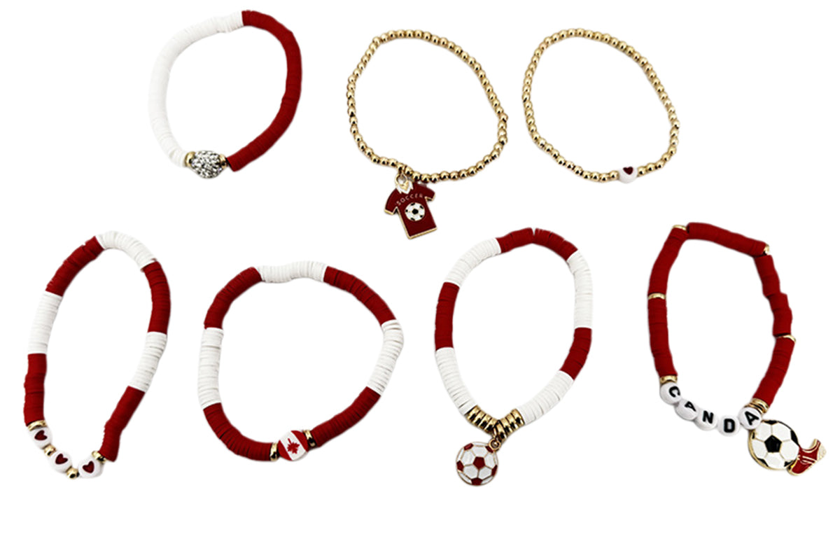Colorful Soft Clay Football World Cup Bracelets Set for Aldults Soccer Fans
