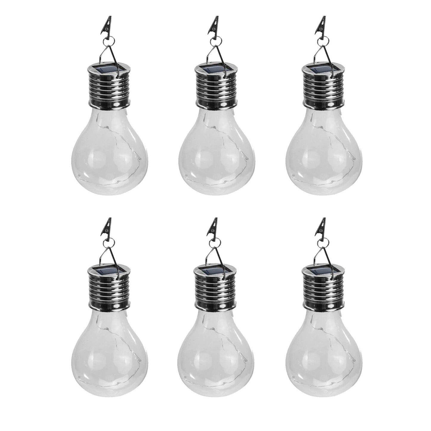 6pcs Outdoor Solar Powered LED Light Bulb Garden Yard Hanging Lamp