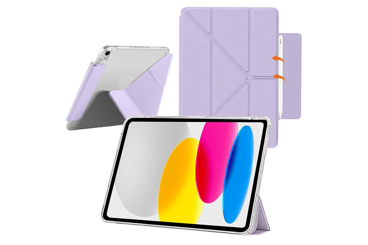 Anti-Bending PC Tablet Case with Multi-Angle Stand Pencil Holder for iPad