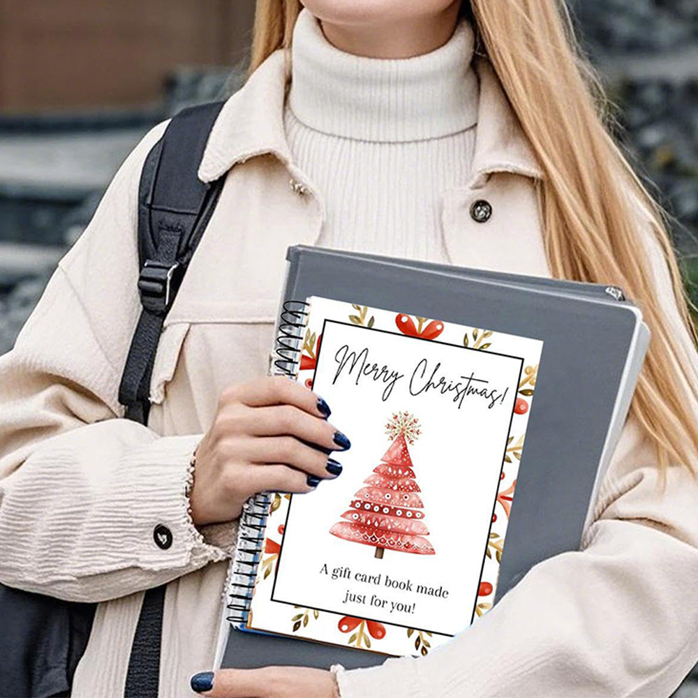 Christmas Gift Card Book 38 Pages Spiral Bound Holder Holiday Keepsake