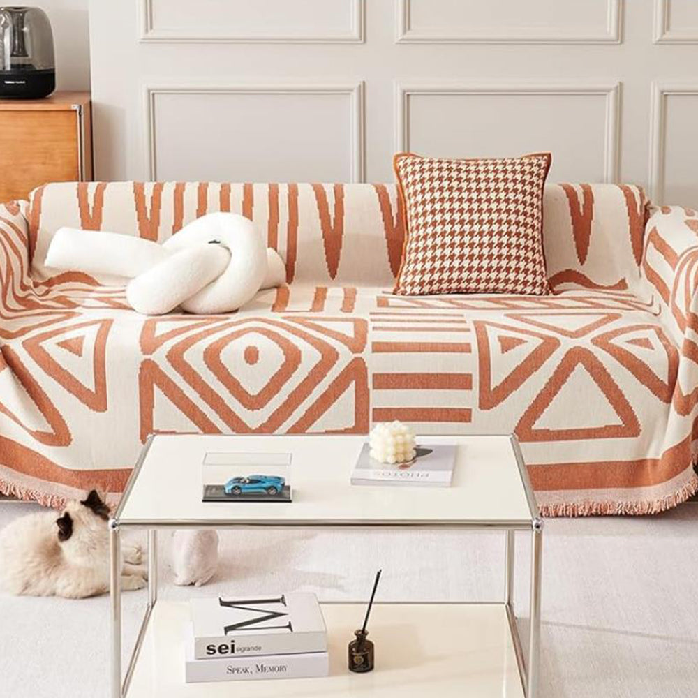 Boho Plaid Sofa Cover