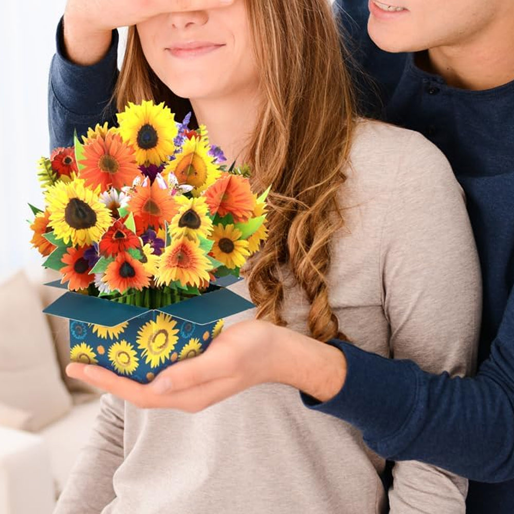 Pop-up 3D Flower Bouquet Greeting Card for Mother's Day-Sunflowers