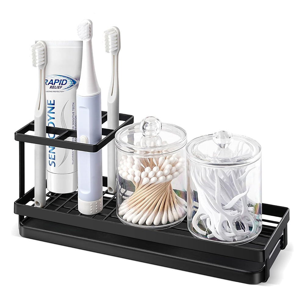 Toothbrush Holder 4 Slots Metal Tooth Brushing Organizer with Drainage