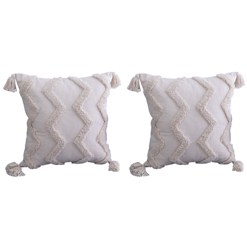 2Pcs Tufted Woven Boho Tassels Pillowcase-Style 2