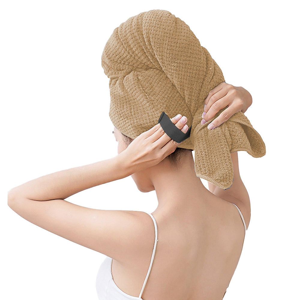5Pcs Microfiber Hair Towel Wrap with Elastic Strap for Women