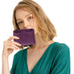 Genuine Leather Women's Wallet Short RFID Blocking Purse with Zipper