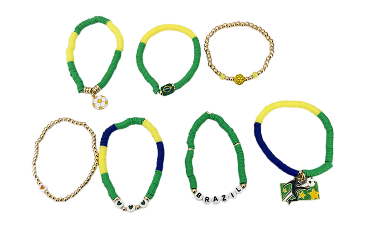 Colorful Soft Clay Football World Cup Bracelets Set for Aldults Soccer Fans