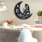 Wooden Shelf Halloween Crystal Display Shelf Decor-Cat in the Moon