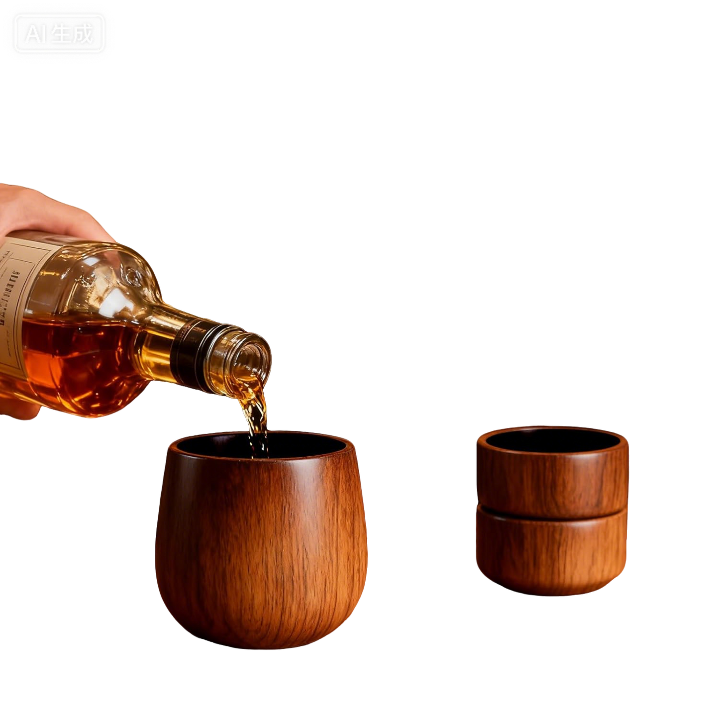 2PCS Wooden Bourbon Drinking Glass Whiskey Tumbler Bourbon Gifts For Men