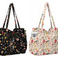 Corduroy Tote Bag with Side Water Bottle Pockets Large Shoulder Bag Casual Handbag