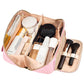 Large Capacity PU Leather Water-Resistant Checkered Cosmetic Bag Travel Makeup Bag