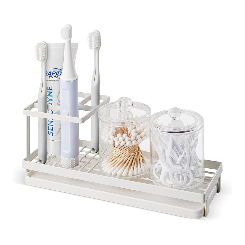 Toothbrush Holder 4 Slots Metal Tooth Brushing Organizer with Drainage