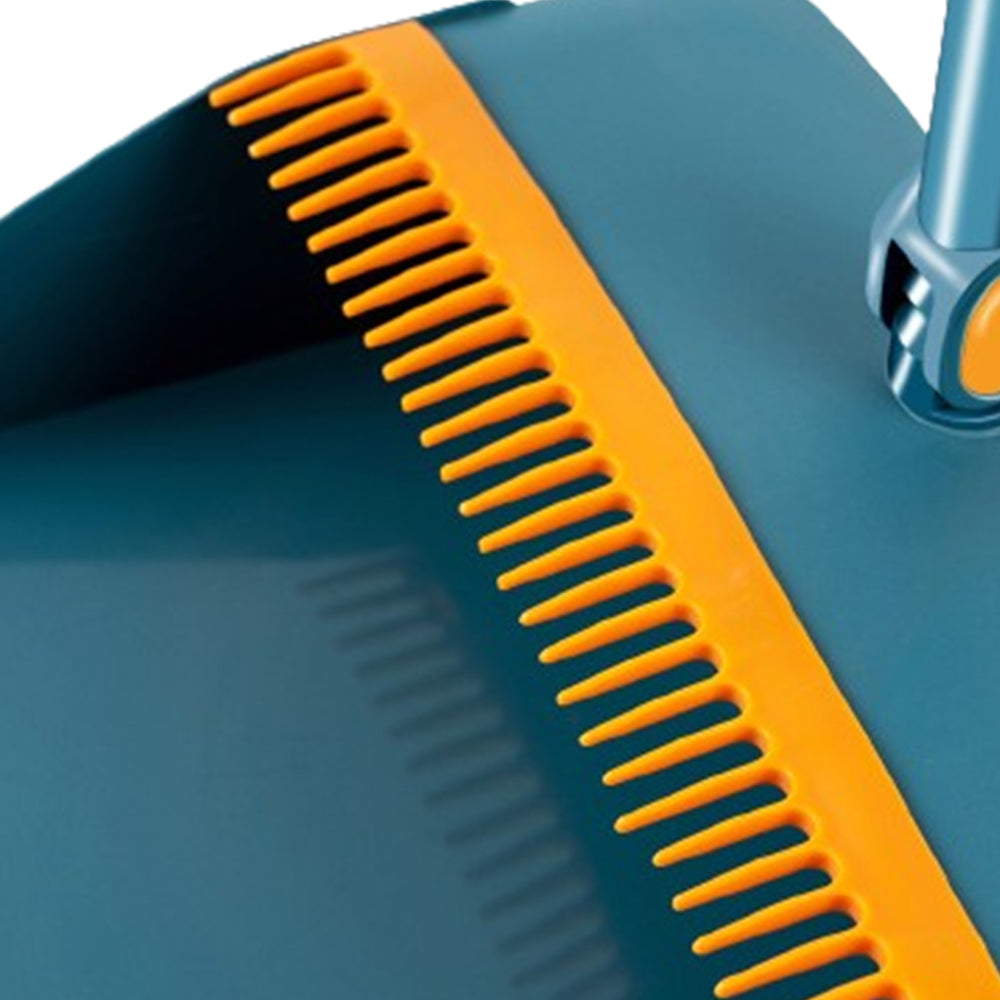 3Pcs Set of Plastic Broom with Foldable Standing Dustpan and Scraper Broom