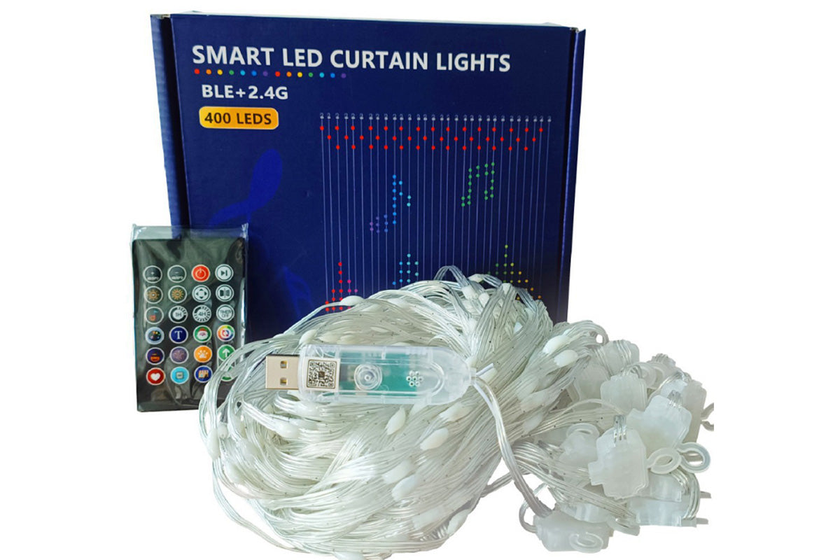 Smart Curtain Lights 400 LEDs Color Changing Dynamic DIY Light String with Music Sync
