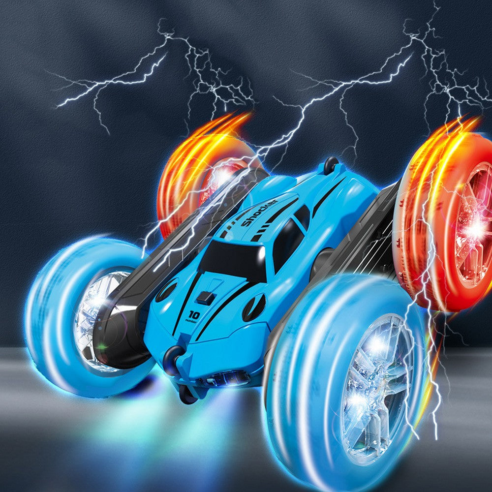 2.4 GHZ 4WD Double Sided RC Stunt Car 360 Degree Rotating Remote Control Crawler with Headlights