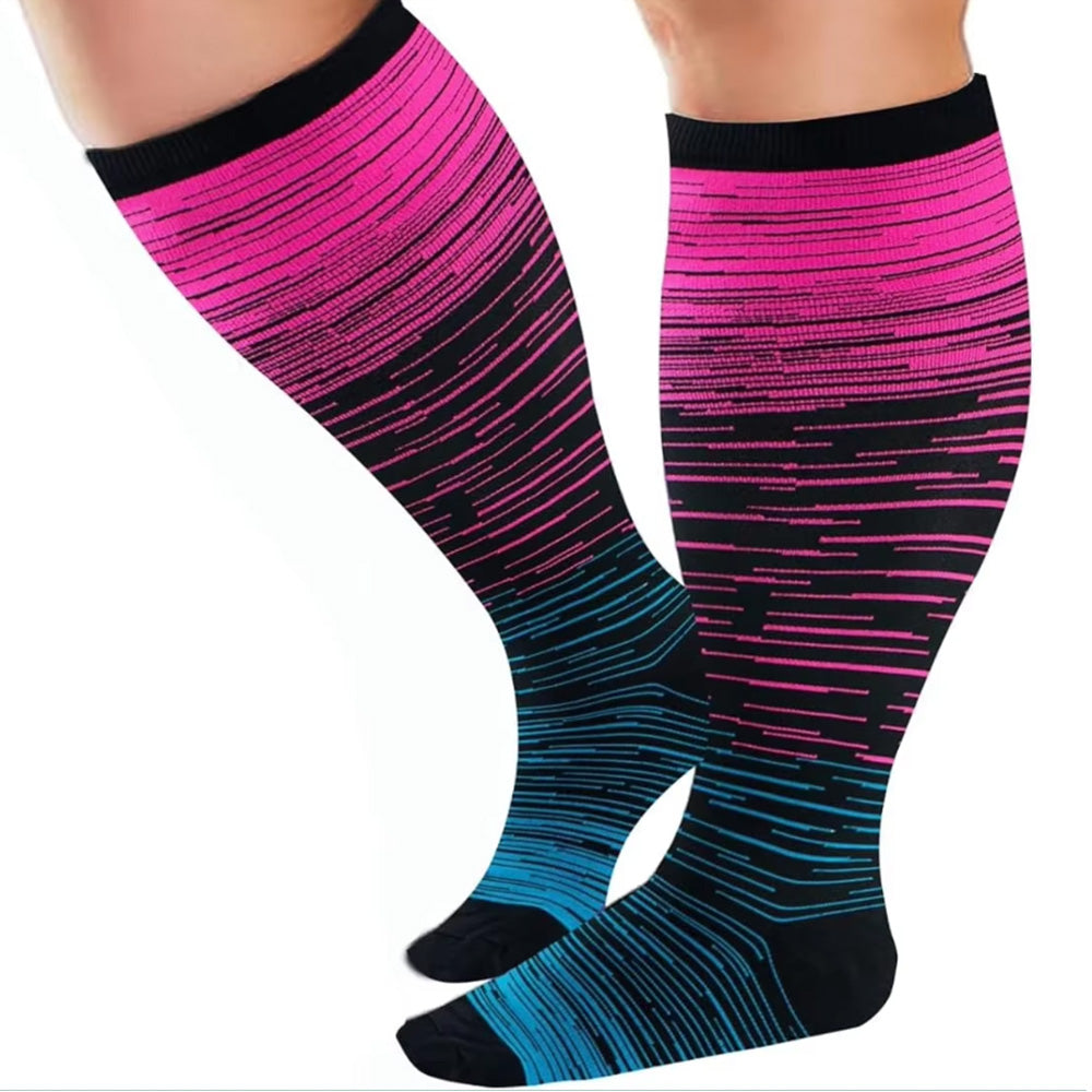 3 Pairs Plus Size Socks for Women Men Knee High Support for Nurses Pregnancy-Style 3