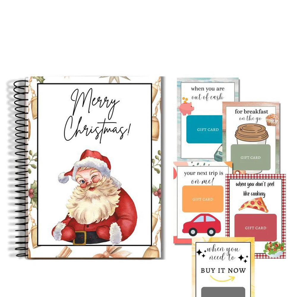Christmas Gift Card Book 38 Pages Spiral Bound Holder Holiday Keepsake